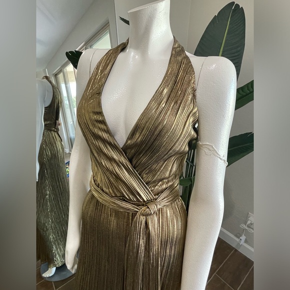 GOLD METALLIC FORMAL DRESS SZ 4 - Picture 4 of 8